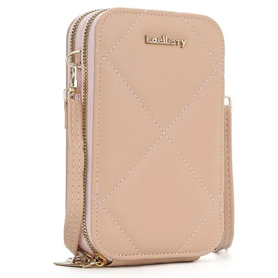 BAELLERRY N0111 Zipper Design PU Leather Crossbody Bag Phone Pouch Shoulder Bag for Travel, Daily Use - Pink