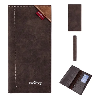 BAELLERRY C3022 Men's PU Leather Long Wallet Cell Phone Storage Pouch Card Carrying Bag Clutch Purse - Coffee