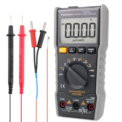 KAEMEASU KM-DM01C Lommelys Dobbelttaltdigital Multimeter Automatisk Rækkevidde Elektrisk Tester til AC/DC, Spænding, Strøm, Temperaturmåling (uden batteri)