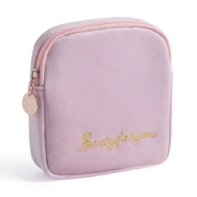 13*13*4cm Women Portable Sanitary Napkin Storage Bag Square Travel Organizer - Pink