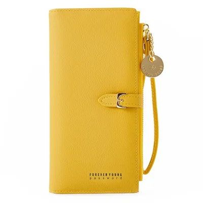 FOREVER YOUNG PL821-4-1 Stilvolle Damen-Langgeldbörse aus PU-Leder, Clutch-Tasche - Gelb