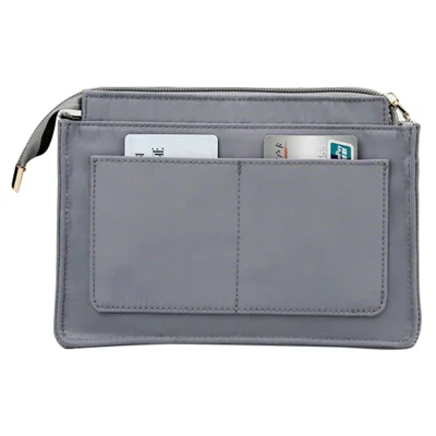 968 Waterproof Nylon Cosmetic Bag Travel Handbag Liner Insert Organizer, Size XS - Dark Grey