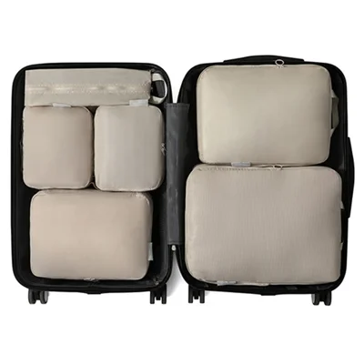 BEM-2023-7 6-Piece Set Travel Organizer Bag for Clothing, Underwear, and Panties - Beige