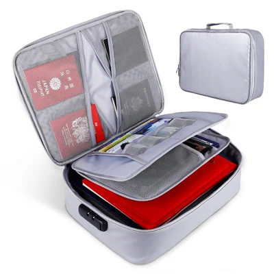 Home Document Valuables Safety Storage Bag Fireproof Organizer Bag with Lock