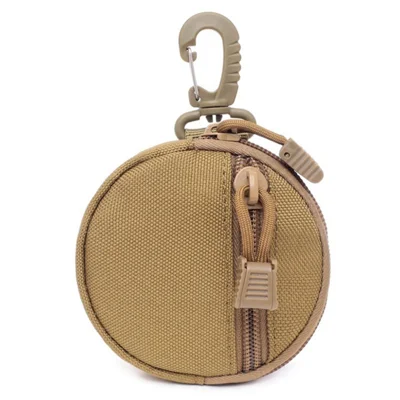 600D Oxford Cloth Zipper Wallet Waist Bag Portable Mini Coin Pouch with Keychain - Khaki