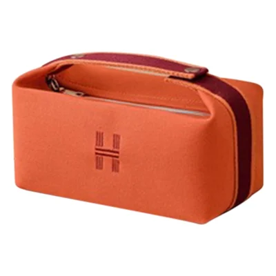 Canvas Waterproof Makeup Bag Wash Organizer Travel Portable Toiletries Storage Pouch - Orange