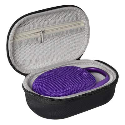 For JBL Clip 5 Bluetooth-compatible Speaker Storage Bag EVA Hard Case with Carabiner and Hand Strap - Black / Grey