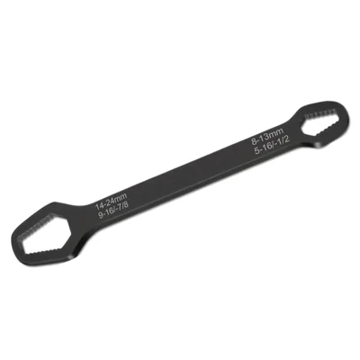 230mm Universal Torx Wrench 8-24mm Chrome Vanadium Steel Double-Head Self-Tightening Wrench - Black