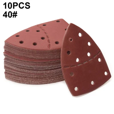 10 stk. 152x105 mm slibepapir af aluminiumoxid, 11-huls trekantet poleringsslibepapir - 40 grit