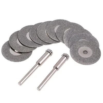 10Pcs 40mm Diamond Cutting Grinding Discs Electric Grinder Saw Blades with 2 Mandrels