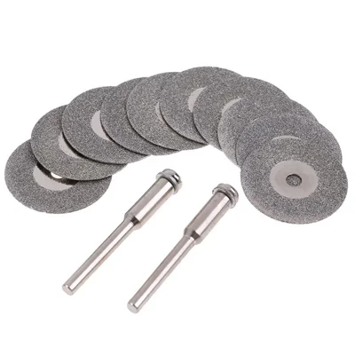 10Pcs 45mm Diamond Cutting Grinding Discs Electric Grinder Saw Blades with 2 Mandrels