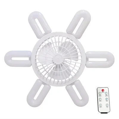 E27 60W 6 U-Shape Blade Foldable Fan Light Home Bedroom Dorm Remote Control Dimmable LED Ceiling Fan Light
