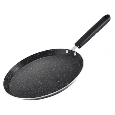 18cm Non-Stick Frying Pan Aluminum Crepe Pan with Heat-Resistant Handle for Induction Gas Stove - Black