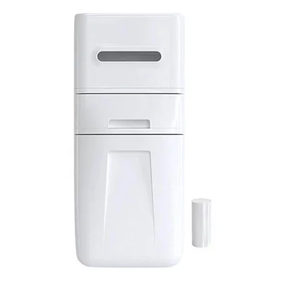 Poubelle Murale avec Couvercle et Distributeur de Mouchoirs Intégré, Gain de Place pour Salle de Bain, Cuisine, Salon - Blanc