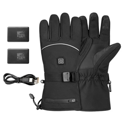 Electric Heated Gloves with 2x 5000mAh Battery 3 Temperature Control 60-65°C Waterproof Touchscreen Winter Thermal Mittens for Skiing Cycling