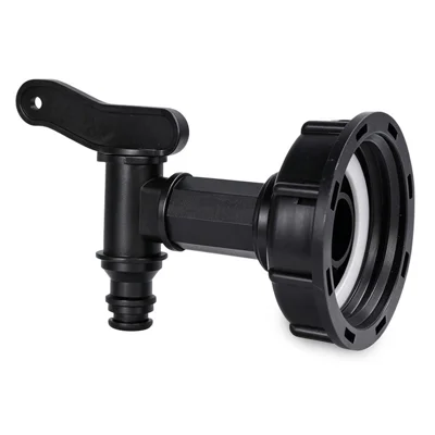 Robinet pour cuve IBC 3/4 pouce avec raccord pour tuyau d'arrosage, valve en plastique PP, raccord pour tuyau d'eau avec bouchon fileté S60x6 et filetage en plastique