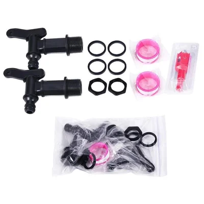 2 pièces Kit d'adaptateur de robinet pour cuve IBC 3/4 pouce avec raccord mâle, jeu de robinets avec filetage en plastique et ouvre-trou 25 mm pour eau de jardin - Noir