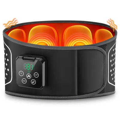 102349 Heating Waist Massager Air Pressure Vibration 4000mAh Battery Wireless Use Support Belt for Lumbar Pain Relief - Black
