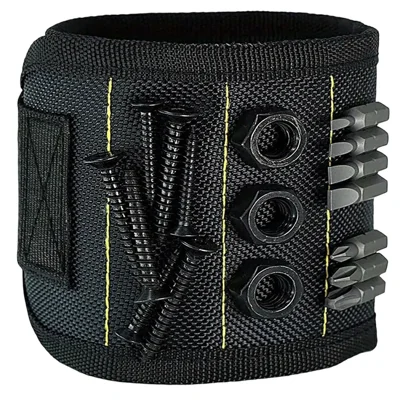 15 magneter Magnetisk Armband Andningsaktivt Nät Vattenfast Skruv Borrförvaring Verktygshållare för DIY-Reparation - Svart