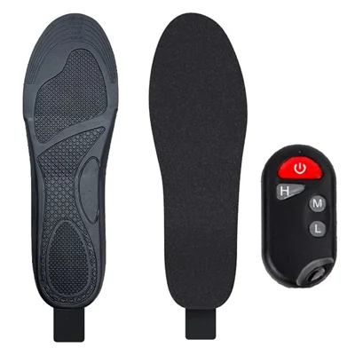 SP-XJ01-1 1 Pair Heated Insoles Foot Warmers Rechargeable 4000mAh Battery 3-Level Temperature Control for Outdoor Workers - Black / Size S (35-40)