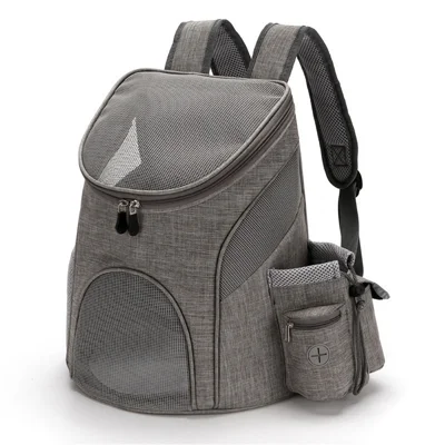 Foldable Pet Cat Carrier Bag Breathable Travel Outdoor Multifunctional Backpack, Size S - Grey
