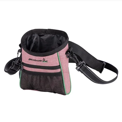 LDLC QS-059 Dog Treat Pouch Pet Hands-Free Training Waist Bag Drawstring Carries Pet Gift Toys Food Poop Bag Pouch - Light Pink