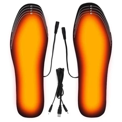 1 Pair Heated Insoles Rechargeable Foot Warmers Electric Heat Shoe Insoles for Winter Camping Skiing Hunting Cycling - Size 35-40