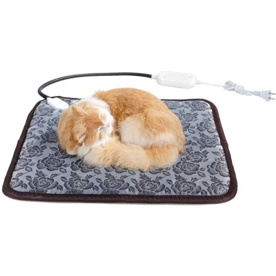 Motif Floral Couverture Électrique de Compagnie Température Réglable Étanche Couverture Chaude Couverture de Chien Chat Chauffage, 45 * 45 cm - Plug