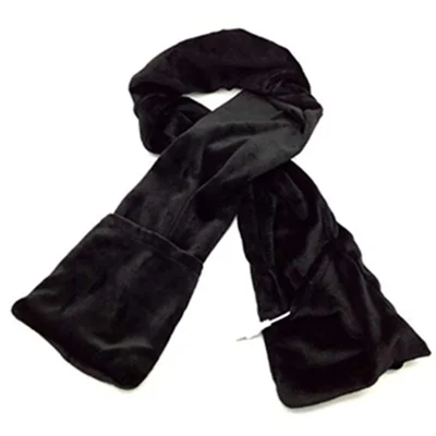 Mink Fleece USB Beheizte Nackenwicklung Winterelektrische Heizung Warmer Schal mit Handtasche - Schwarz