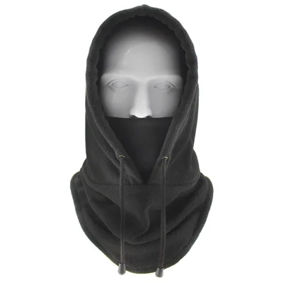 TT-DT Polar Fleece Balaclava Face Mask Windproof Neck Scarf Hood Warmer für Winter Outdoor-Sport - Schwarz