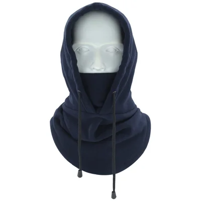 TT-DT Polar Fleece Balaclava Face Mask Windproof Neck Scarf Hood Warmer for Winter Outdoor Sports - Navy Blue