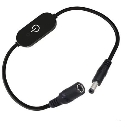 JUNSUNMAY 30cm DC 5.5x2.5mm Controlador Masculino para Feminino LED Dimmer de Toque Inline para Cor Única
