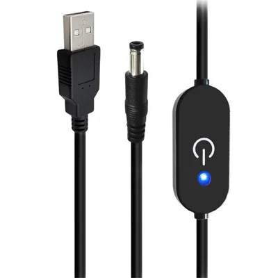 JUNSUNMAY 1m DC 5.5x2.5mm para Interruptor de Controle de Luz com Indicador LED USB e Design Tátil