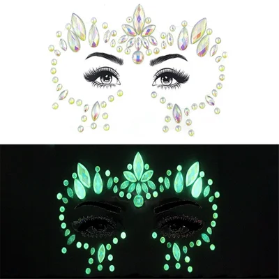 Halloween Face Eyebrow Luminous Sticker Glowing Face Tattoo Sticker for Masquerade Party - Y0014