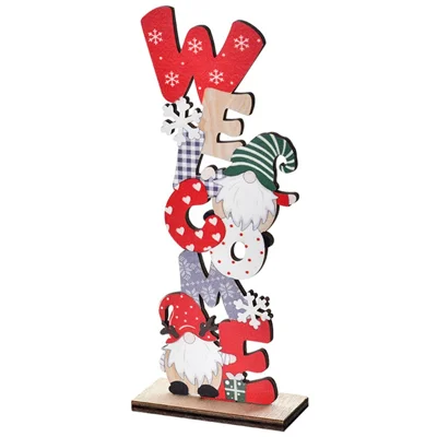 Colorful Wooden Desktop Christmas Decoration Lovely Xmas Party Home Ornament - WELCOME