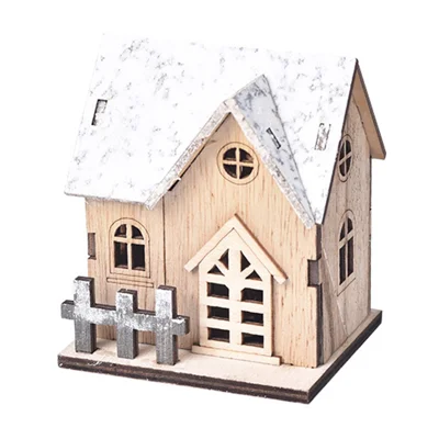 Christmas LED Light Cabin Wooden House Festival Tabletop Decoration Xmas Gift - Style C