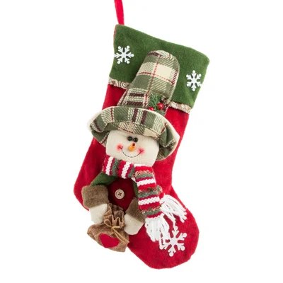 Santa / Elk / Snowman Christmas Stocking Festive Candy Gift Bag Xmas Tree Hanging Decoration - Snowman