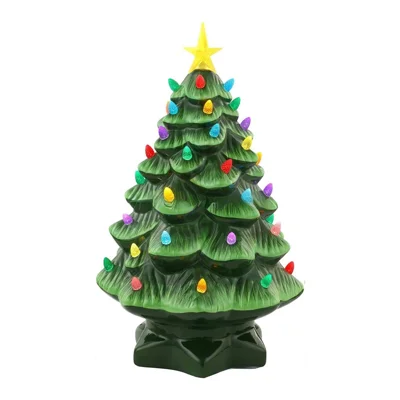 30cm LED Christmas Tree Ornaments Resin Tabletop Christmas Decorations with Multicolored Lights - Green