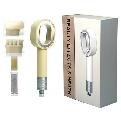 Handheld Massage Plastic Shower Head with Fragrance Cartridge and VC Carbon Fiber Filter - Light Yellow