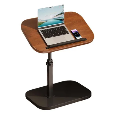 Adjustable Height C Shape Side Table for Sofa Bed Multipurpose Rotating Top Laptop Desk - Dark Walnut