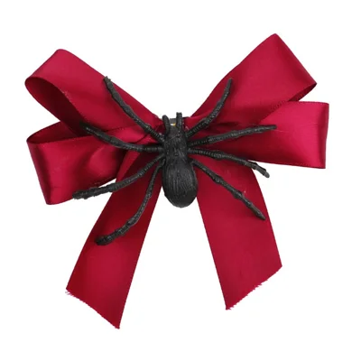 Halloween Spider Bow Hair Clip Accessory Gift For Cosplay Cute Quirky Side Clip Unique Bangs Clip - Red