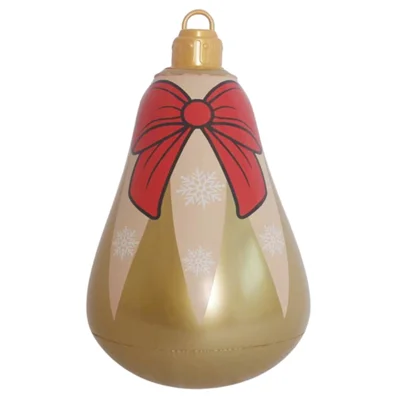 Inflatable Christmas Hanging Ornament Ball Waterproof Foldable PVC Lantern for Outdoor Party Yard Decor - Gold Bell