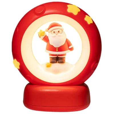 Luz noturna de Natal com design de estrelas, brilho ajustável, controle de toque, luminária de cabeceira, decoração de berçário - Papai Noel vermelho