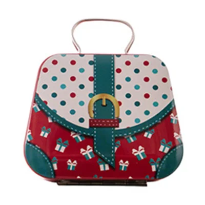 Christmas Tin Gift Box Mini Handbag Design Candy Container for Kids  /  Portable Cookie Storage  /  Holiday Decoration - Style C