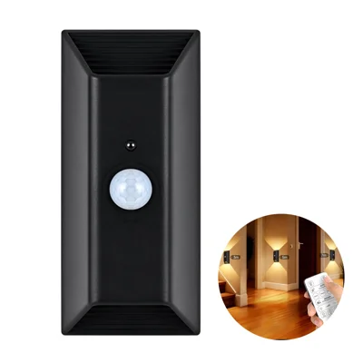 MZ-L5101 PIR Motion Sensor LED Wall Light Dimmable Wireless Remote Control Magnetic Mount Lamp - Black