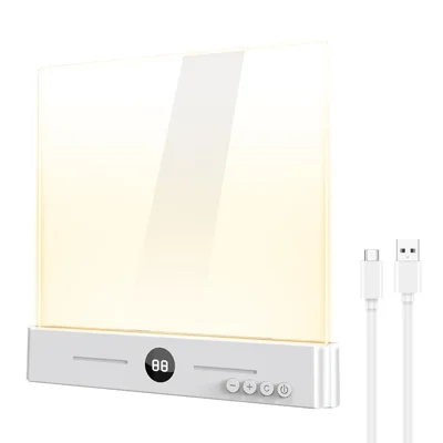 YSJ-019 Plus 2 en 1 Luz Plana de Lectura LED de Acrílico Transparente para Cuidado Visual, Lámpara Nocturna con Atenuación Continua y 3 Temperaturas de Color con Temporizador - Blanco