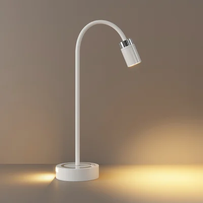 TWL003 Flexible Arm Touch Control LED Desktop Night Light Motion Sensor Rechargeable Wall Lamp for Bedroom Hotel - White