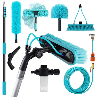 5-Section 4.8m Telescopic Aluminum Water-Fed Pole Kit Solar Panel Glass Wall Cleaning Tool Set