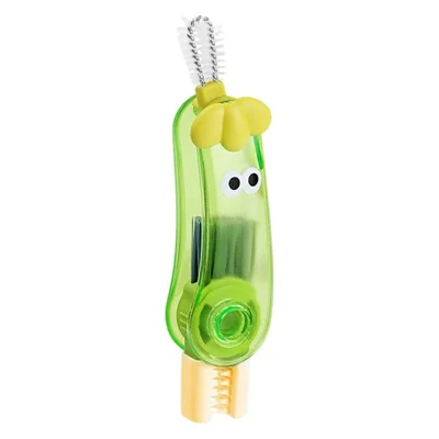 Pinceau 4-en-1 pour Couvercle de Gobelet, Outil de Nettoyage Portable Multifonction pour Fentes de Bouchons et Tétines - Vert