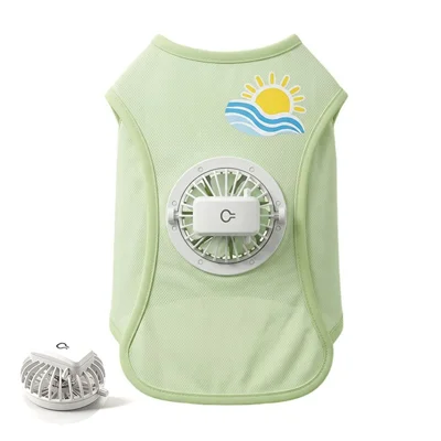 Size 3XL Dog Cooling Vest with Detachable Fan 3-Speed USB-C Rechargeable Breathable Mesh Summer Pet Apparel - Green
